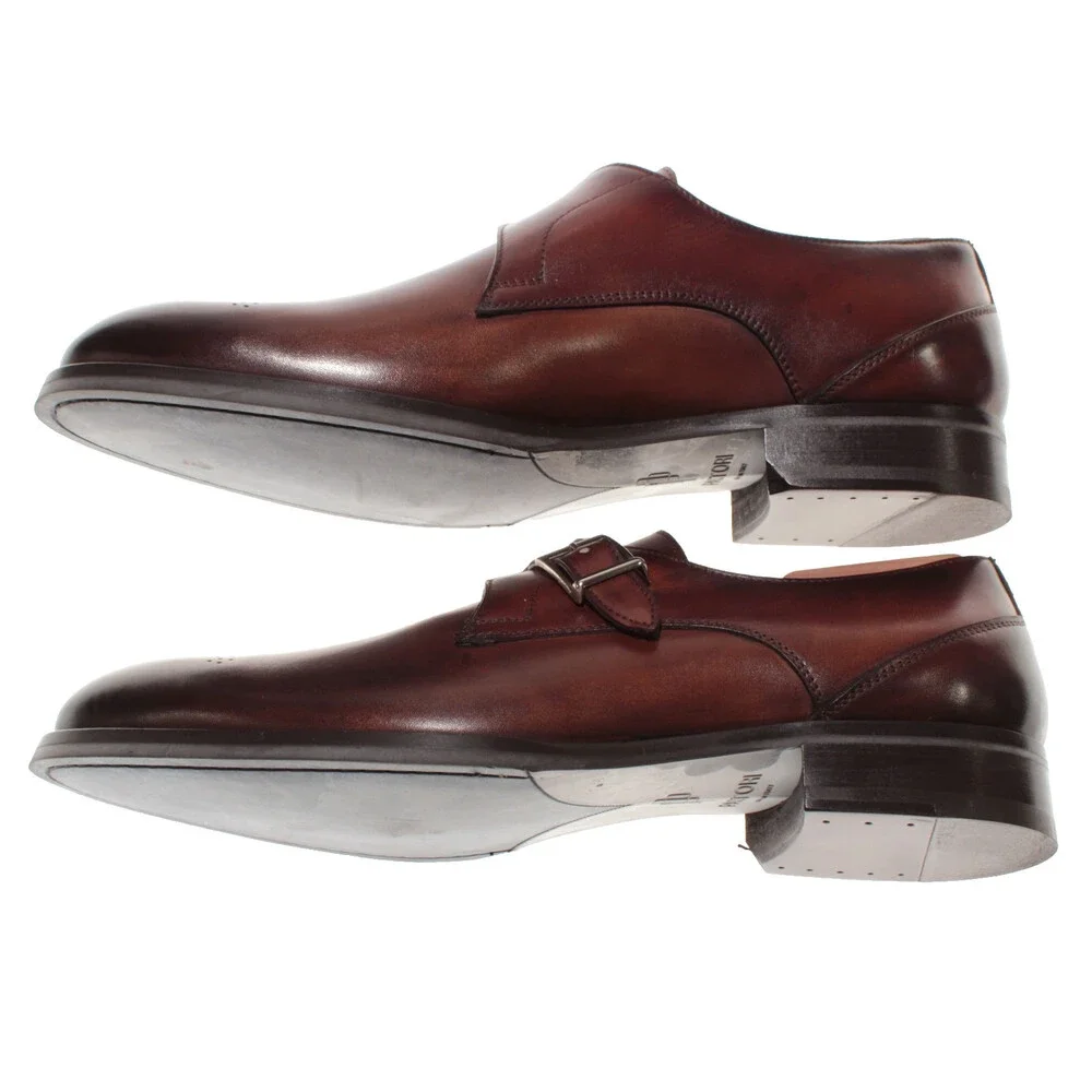 Pastori NWB Single Monk Strap Dress Shoes Size 9 US in Whiskey Brown Leather
